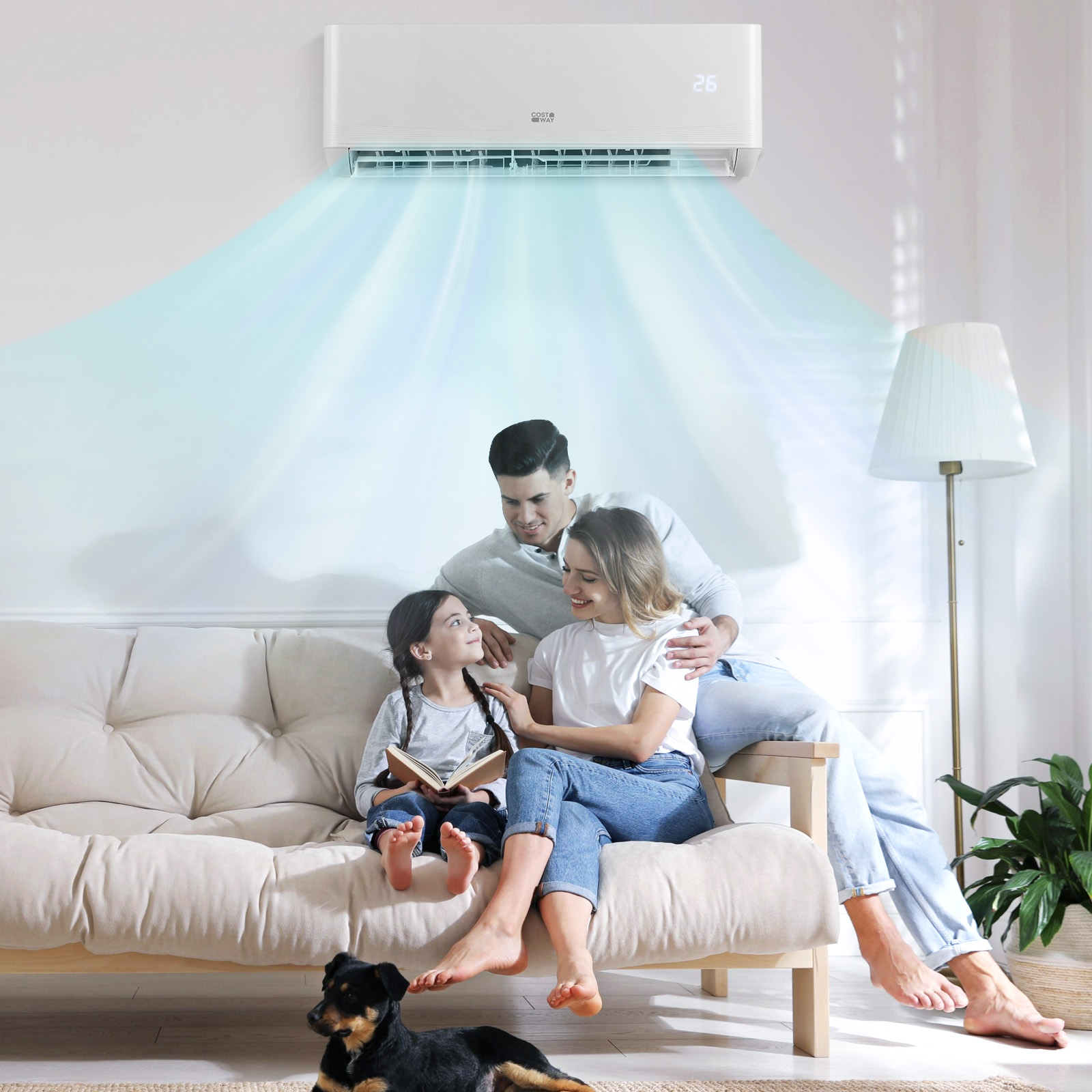 Costway Condizionatore e riscaldatore inverter senza condotti con kit di installazione, Condizionatore d’aria mini split da 12000 BTU