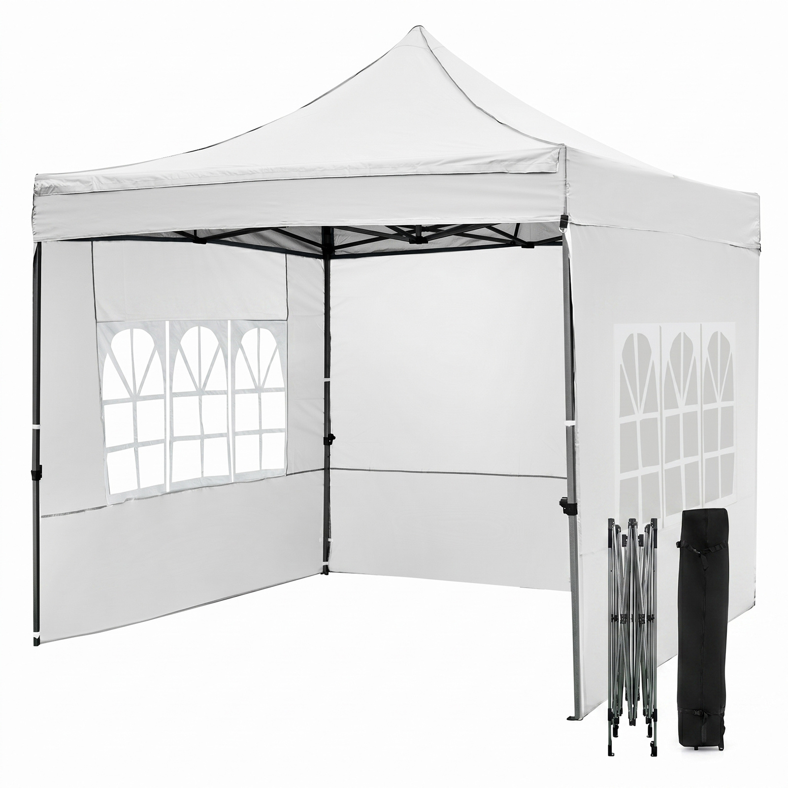 Costway Gazebo da esterno pieghevole 3 x 3 m con pareti rimovibili 4 sacchi di sabbia e borsa, Gazebo regolabile in altezza