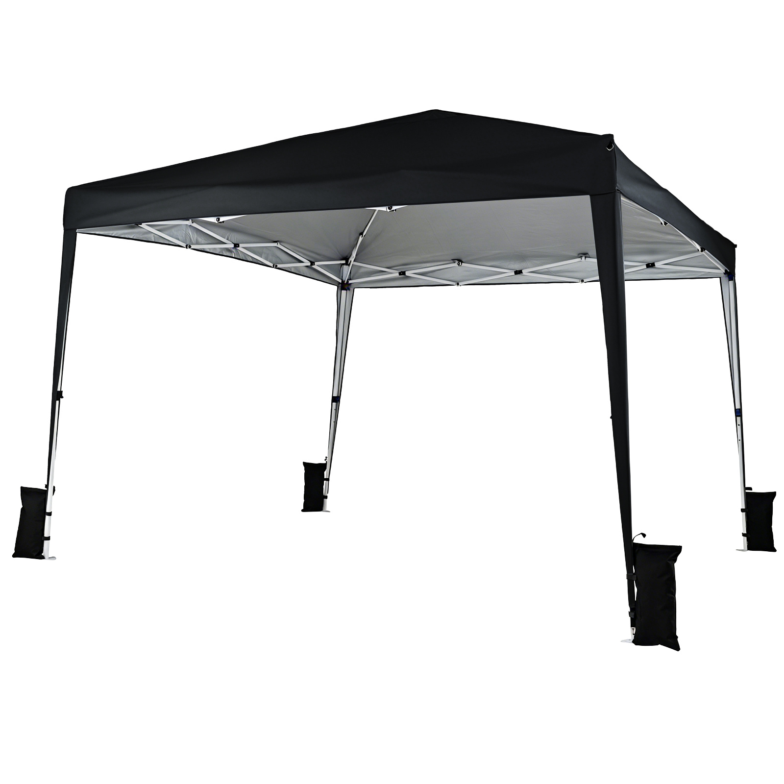 Costway Gazebo da giardino 3 x 3 m pieghevole portatile e altezza regolabile, Tendone parasole con telo impermeabile e resistente Nero