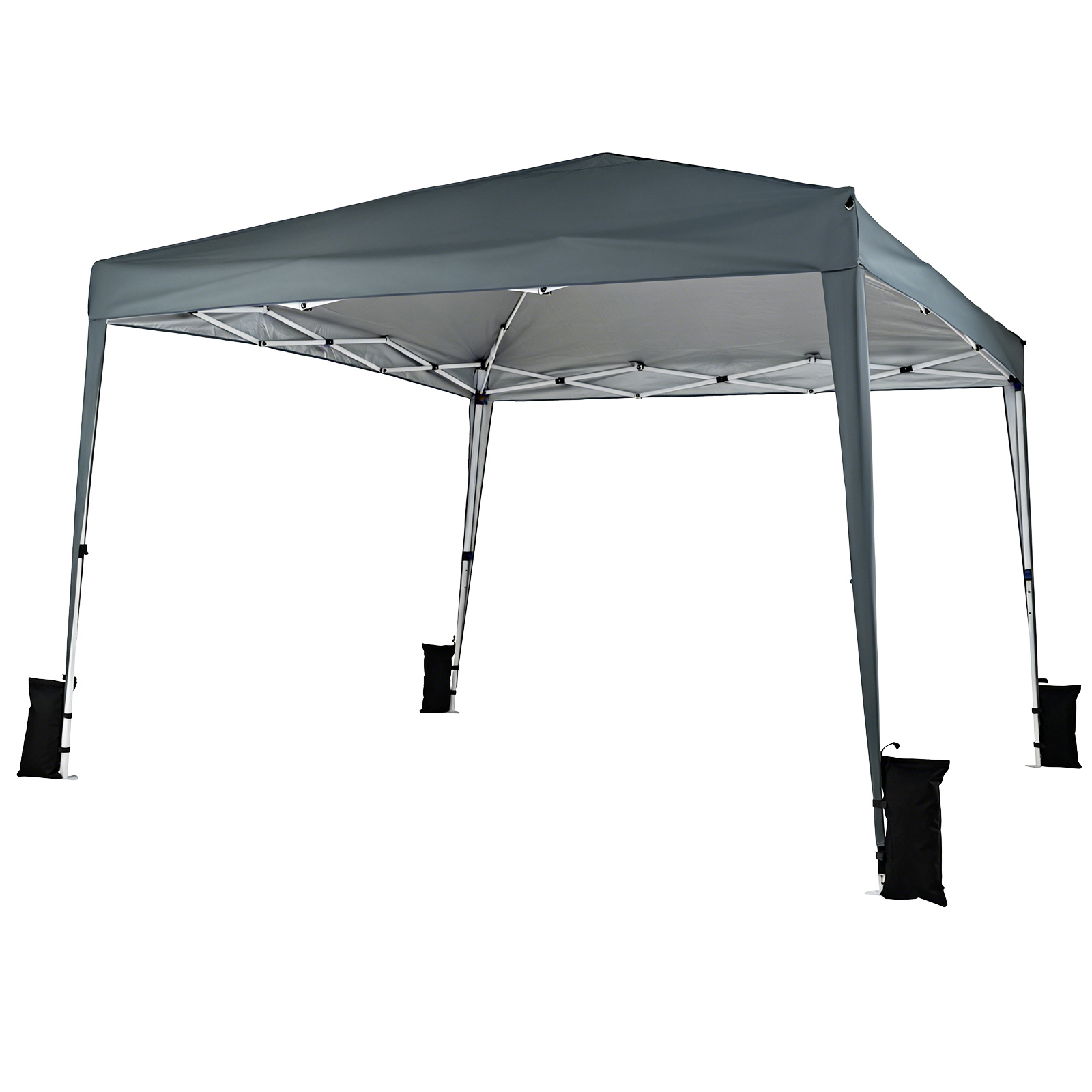 Costway Gazebo da giardino 3 x 3 m pieghevole portatile e altezza regolabile, Tendone parasole con telo impermeabile e resistente Grigio