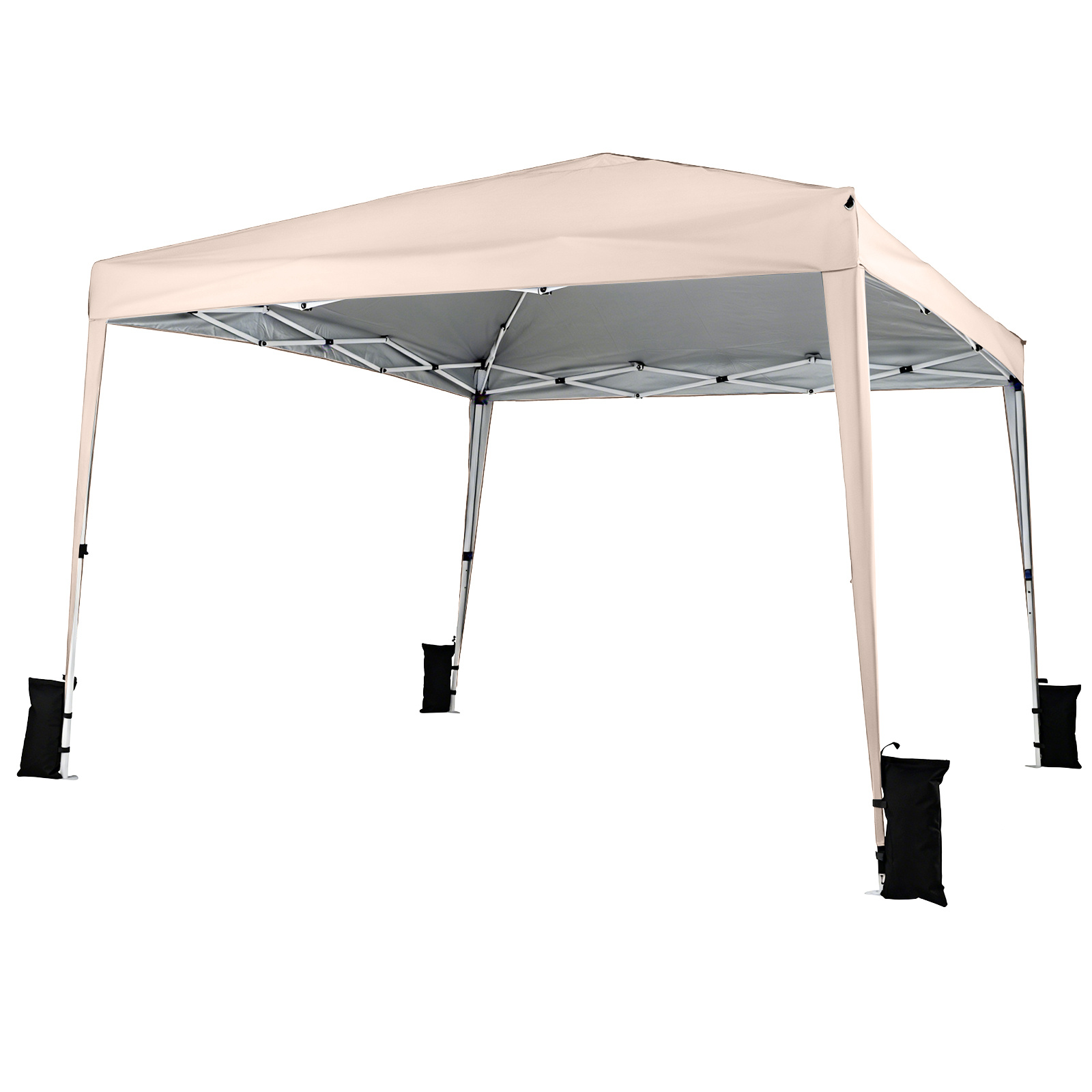 Costway Gazebo da giardino 3 x 3 m pieghevole portatile e altezza regolabile, Tendone parasole con telo impermeabile e resistente Beige