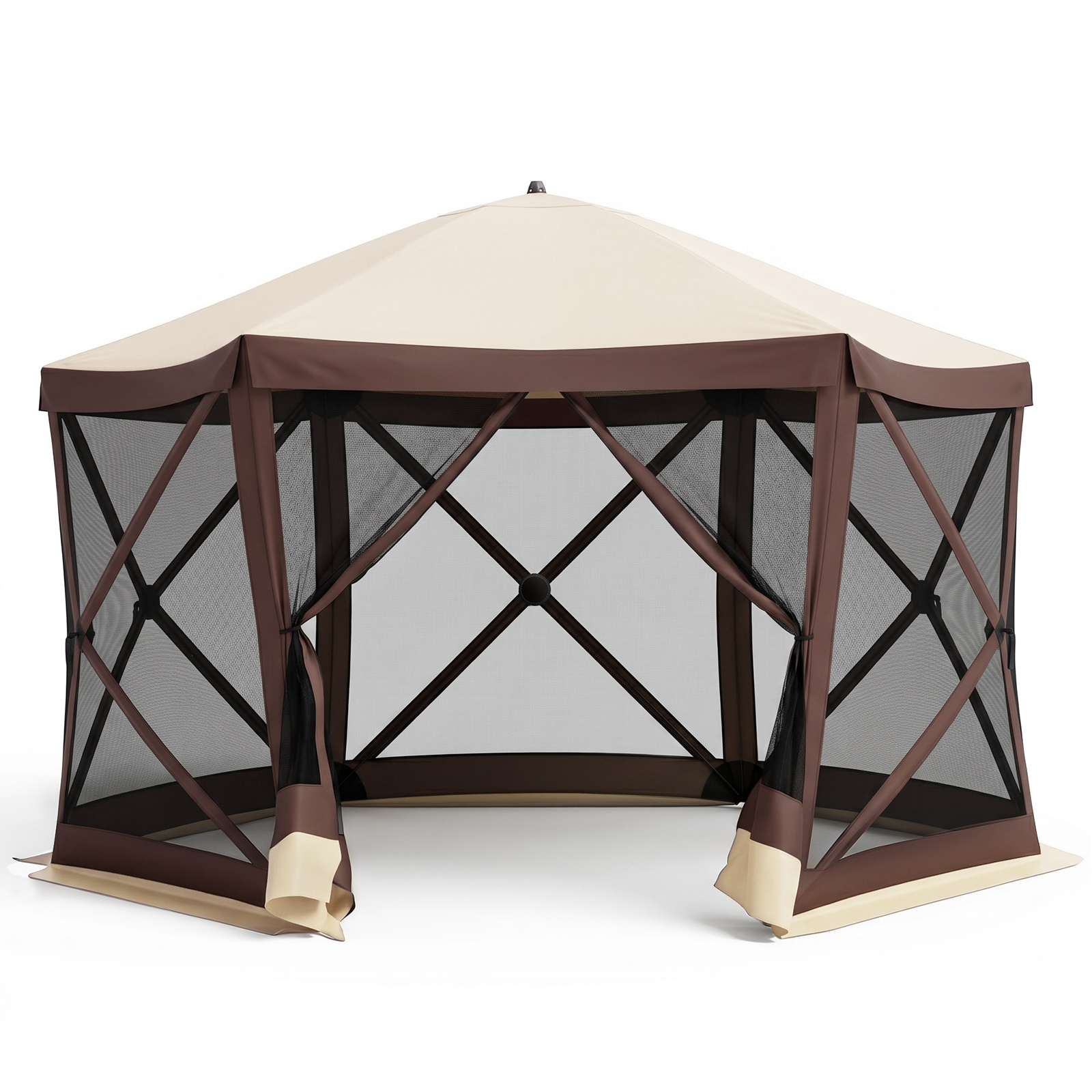 Costway Gazebo da giardino con telaio in fibra di vetro pareti in rete 2 borse e 11 picchetti, Gazebo da esterno pieghevole L
