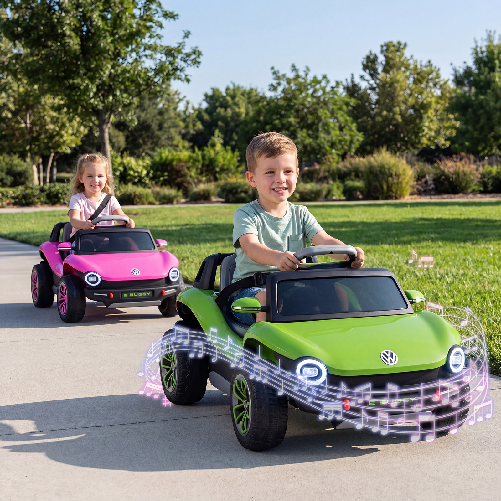 Costway Macchina elettrica per bambini con telecomando 3 livelli di velocità, Auto cavalcabile con musica vano portaoggetti e ruote ammortizzanti