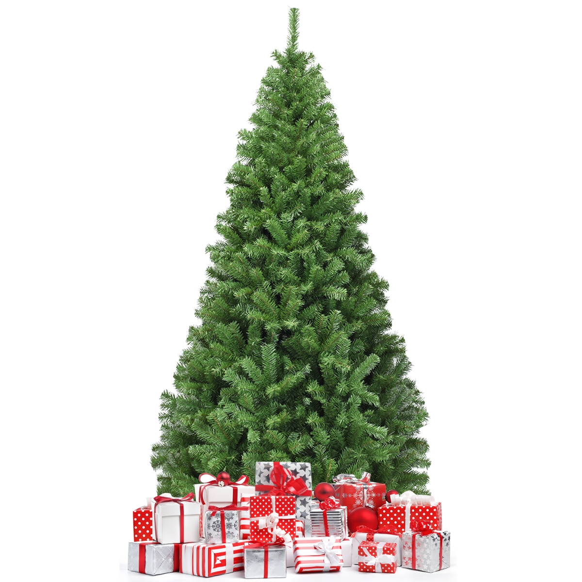 Costway Albero di Natale 180 cm aghi in PVC di alta qualità, Albero di Natale non illuminato con 1000 rami