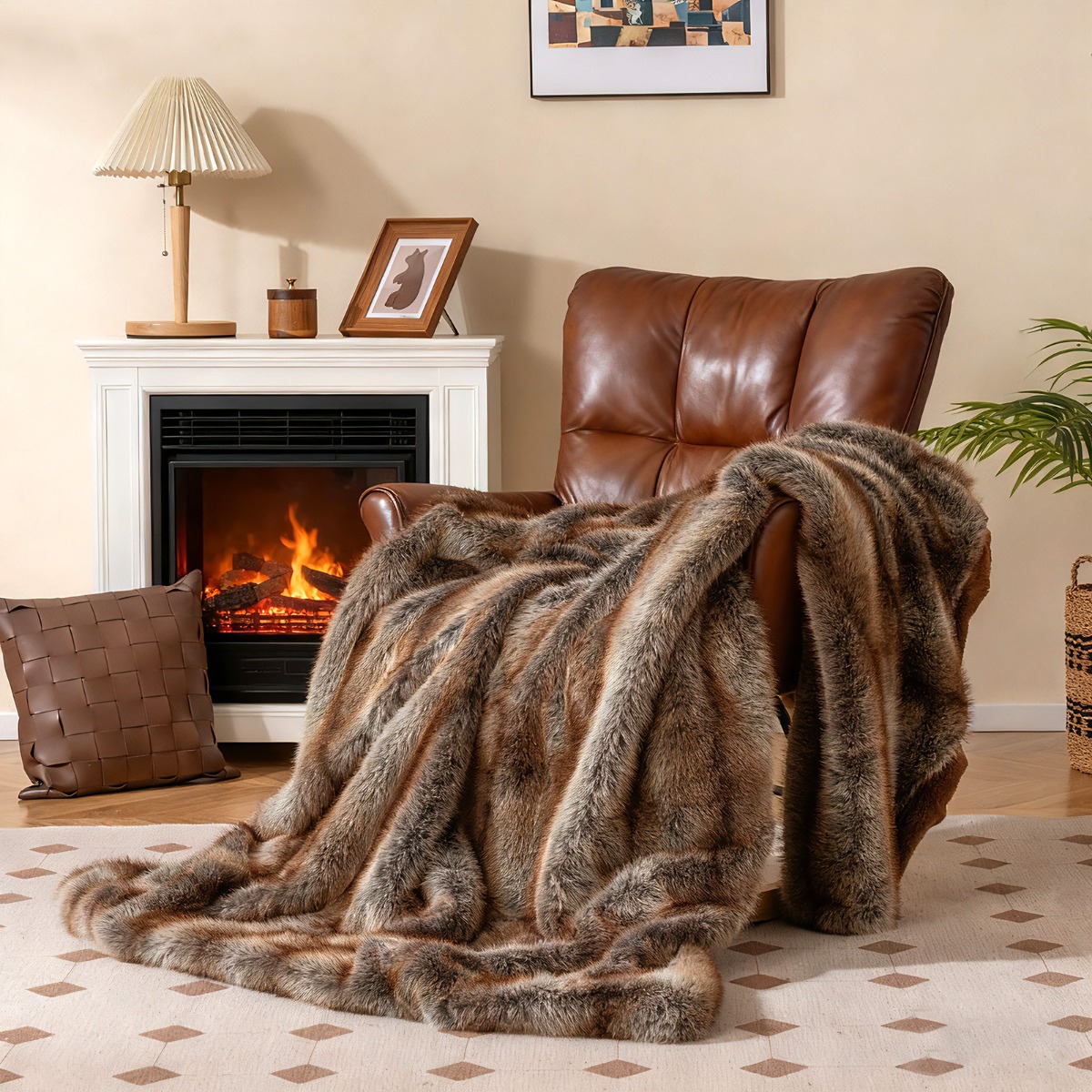 Costway Coperta in pelliccia sintetica morbida e soffice pelliccia sintetica di volpe, Coperta plaid di lusso spesso caldo per letto
