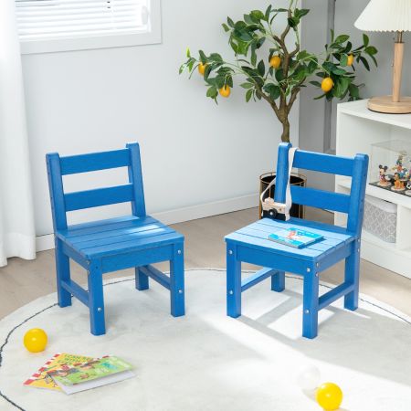 Costway 2 sedie per bambini con schienale per impieghi gravosi, Sedie all'aperto resistente alle intemperie Blu