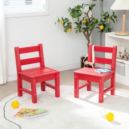 Costway 2 sedie per bambini con schienale per impieghi gravosi, Sedie all'aperto resistente alle intemperie Rosso