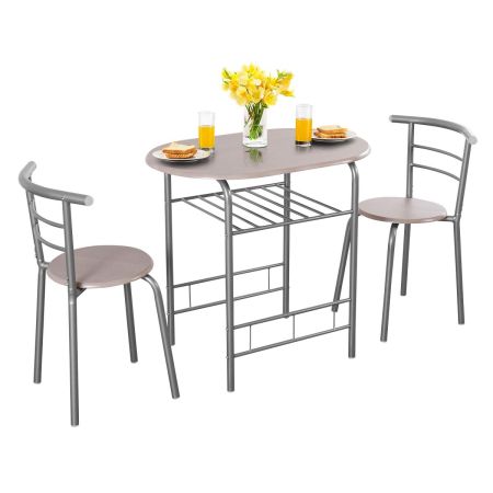 Set di mobili 2 sedie e tavolo da pranzo Set 3 pezzi tavolo e 2 sgabelli da cucina Grigio