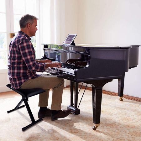 Sgabello per pianoforte pieghevole Panca per tastiera regolabile in altezza 40-48cm Nero