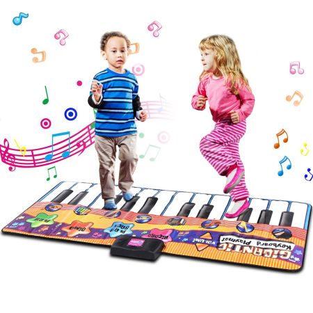 Costway Tappeto musicale tastiera per bambini Tappetino musicale da ballo a forma di pianoforte, 180x75cm