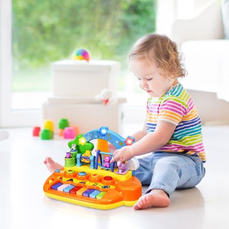 Tastiera pianoforte giocattolo arcobaleno con musica incorporata e animali per bambini con più di 10 mesi