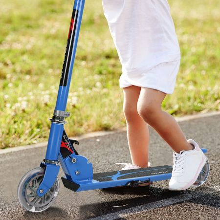 Costway Monopattino a 2 ruote pieghevole per bambini in alluminio altezza regolabile Blu
