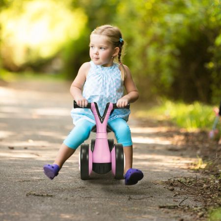 Triciclo per equilibrio per bambini senza pedali con 4 ruote,  Mini triciclo giocattoli per bimbi di 1-3 anni 59x29x40cm Rosa