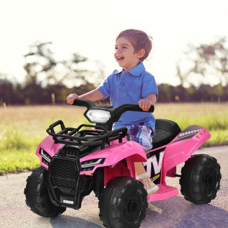 Costway Auto elettrica per bambini con ruote resistenti musica clacson luce LED manubrio, Veicolo ATV a batteria