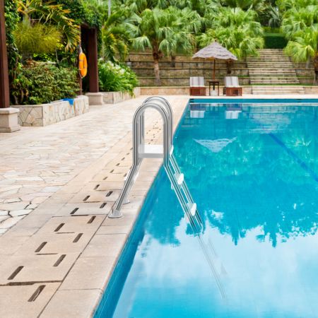 Costway Scaletta piscina in acciaio inox con 4 gradini antiscivolo e 2 corrimani, Scaletta con gambe a 2 altezze diverse