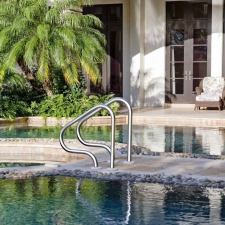 Costway Scaletta in acciaio inox per piscina con 3 gradini antiscivolo, Scala in acciaio resistente per piscine interrate
