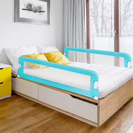 Sponda per il letto 150 cm pieghevole, Sbarra per culla convertibile per letto singolo matrimoniale, Blu