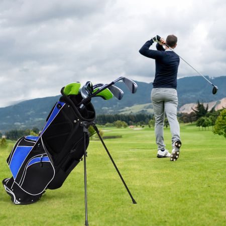 Costway Borsa da golf con divisori tasche con cerniera incluse borsa termica portaombrelli, Sacca per mazze da golf Blu