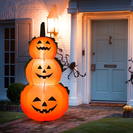 Costway 3 zucche di Halloween gonfiabili impilabili, Lanterna gonfiabile 180 cm per interno ed esterno