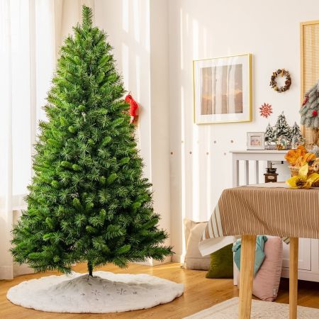 Costway Albero di Natale 180 cm artificiale con cerniera e 645 rami, Albero di Natale in nuovo PVC per uso domestico