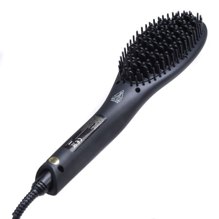 Spazzola lisciante elettrica digitale per capelli con LCD, Raddrizzatore capelli con funzione massaggio Nero