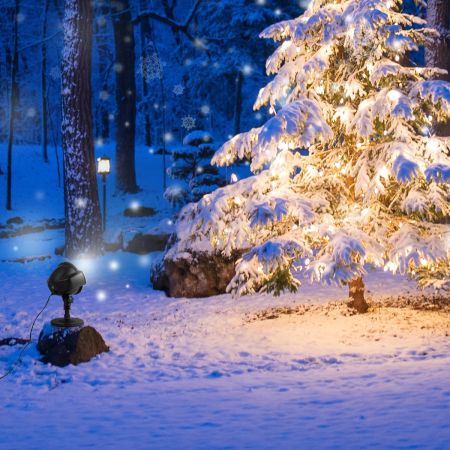 Luce effetto neve con telecomando da giardino Lampada natale a LED da esterno con diversi effetti della luce