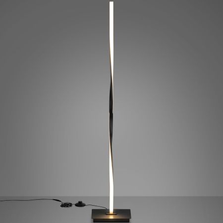 Lampada da terra a spirale per salone, Lampada 122 cm contemporanea con interruttore a pedale, Nero