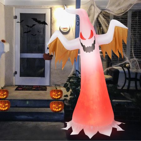 Costway Fantasma gonfiabile per Halloween, Decorazione di Halloween con luci LED rosse veloce da gonfiare 180cm