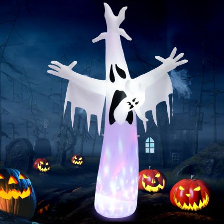 Costway Fantasma gonfiabile gigante di Halloween, Decorazione con luci LED lampada magica rotante soffiatore impermeabile