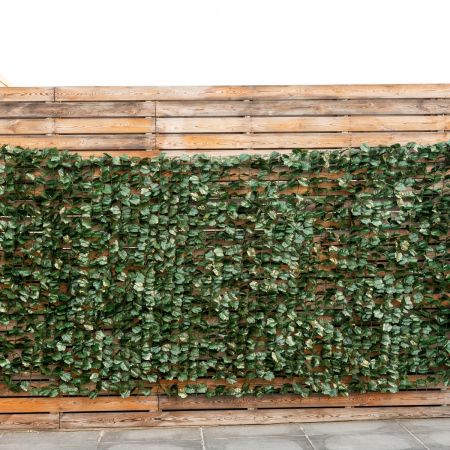 Siepe artificiale in arte topiaria, Siepe con foglie di edera per interno ed esterno, 150 x 300 cm