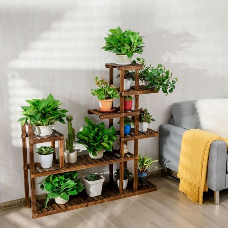 Costway Scaffale di legno per piante e fiori, Espositore piante da interno ed esterno