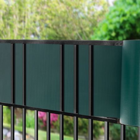 Rivestimento per cancello in PVC 35 m x 19 cm con 20 clip, Striscia di protezione 630 g/m2, Verde