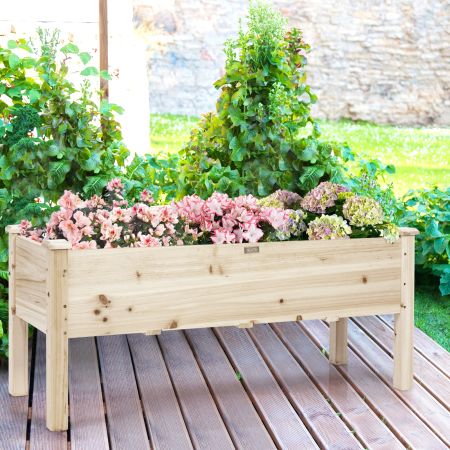 Fioriera rialzata in legno di abete, Kit di legno per giardino per verdure erbe e fiori 120x43,5x51cm