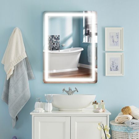 Specchio da parete con illuminazione a LED con interruttore tattile intelligente per bagno 80x60cm