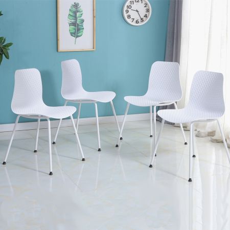 Set di 4 sedie da pranzo per salone camera da letto ufficio, Sedie della cucina con sedile ergonomico corpo in PP, Bianco