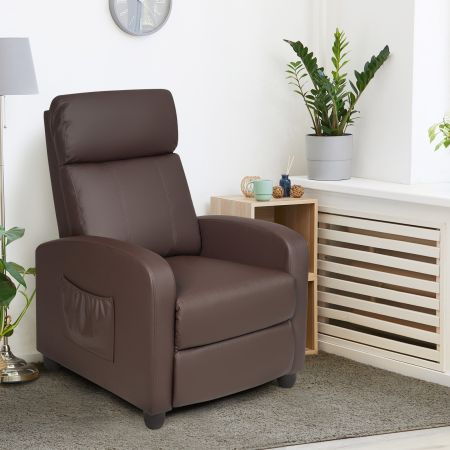 Sedia reclinabile con schienale regolabile, Poltrona reclinabile con rivestimento in pelle PU Marrone