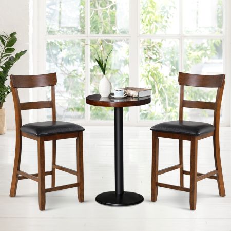 Set di 2 sedie con sedile alto 65 cm e cuscino, Sedia di legno vintage per bistrot salone cucina Marrone