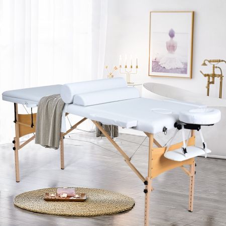 Lettino da massaggio pieghevole Deluxe 184cm Tavolo da massaggio con schienale pieghevole Bianco