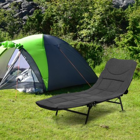 Lettino da campeggio pieghevole con materasso rimovibile schienale regolabile, Lettino campeggio portatile Grigio