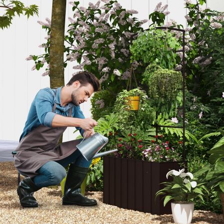 Letto da giardino rialzato con traliccio 111cm, Fioriera resistente per piante rampicanti e piante da vaso