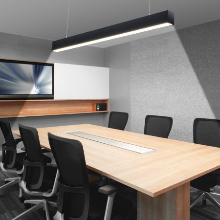 Costway Plafoniera lineare LED 120cm con lenti in PC e custodia in alluminio, Luce per soffitto 24W per ufficio casa Nero