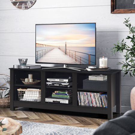 Costway Mobile TV con mensole aperta e struttura resistente, Tavolino da divano per videogiochi per casa e ufficio Nero
