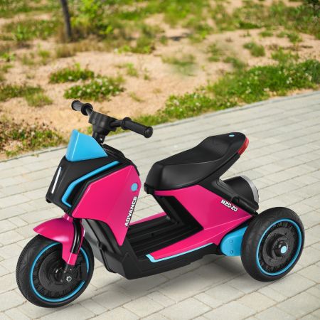 Costway Moto elettrica cavalcabile 6 V per bambini con luci e musica, Moto cavalcabile a batteria con 3 ruote Rosa