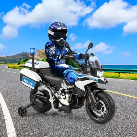 Costway Motocicletta elettrica con batteria 12V 2 ruote di formazione rimovibili, moto per i bambini 3-8 anni Bianco