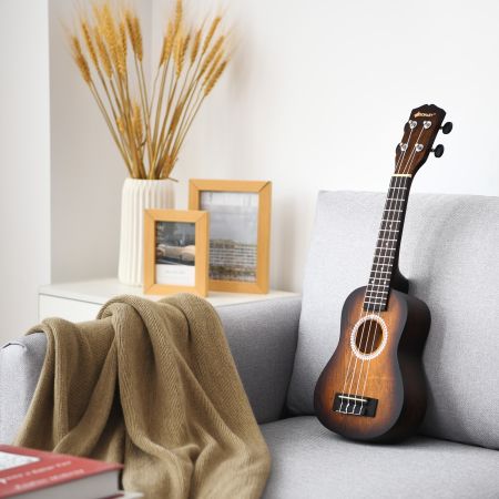 Costway Kit ukulele di legno 53cm per principianti con borsa, Piccola chitarra hawaiana per adulti e bambini Marrone