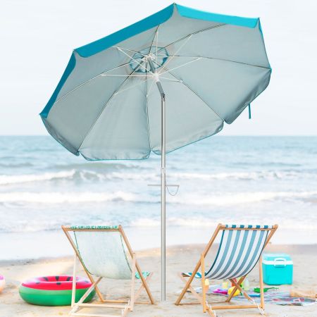 Ombrellone da spiaggia con ancora per sabbia e l’inclinazione regolabile, Ombrellone per esterno Blu