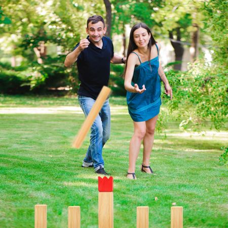 Set gioco del kubb, Gioco di legno per cortile per bambini adulti e famiglia, Naturale