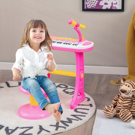 Costway Pianoforte digitale per bambini 3+ anni con microfono e luci 31 tasti, Tastiera elettronica portatile