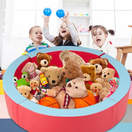 Piscina in schiuma per bambini con 50 palline colorate, Vasca piscinetta rotonda da interno ed esterno Rosso