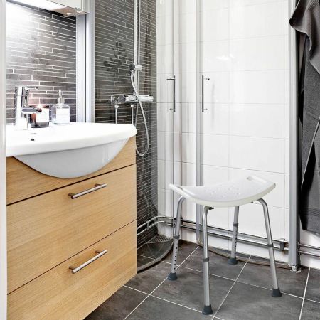 Sgabello da doccia bagno antiscivolo Sedile per doccia regolabile in altezza Bianco